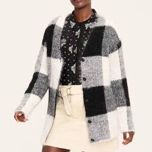 Women's Buffalo Check Relaxed Cardigan - Woolrich X Target Black White S NWT